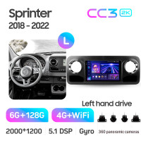 Штатная магнитола Teyes CC3 6+128 Gb с круговым обзором 360° Mercedes-Benz Sprinter (F1) 2018-2022 10" 2k (L1)