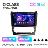 Штатная магнитола Teyes CC3 6+128 Gb с обзором 360° Mercedes Benz C-Class W203 CL203 C209 A209 2004-2011 9" 2k (L1)