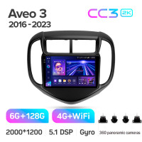 Штатна магнітола Teyes CC3 6+128 Gb з коловим оглядом 360° Chevrolet Aveo 3 2016-2023 9" 2k