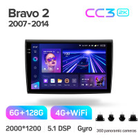 Штатна магнітола Teyes CC3 6+128 Gb з коловим оглядом 360° Fiat Bravo 198 2 II 2007-2014 9" 2k (L1)