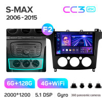 Штатная магнитола Teyes CC3 6+128 Gb с круговым обзором 360° Ford S-MAX 1 2006-2015 (F2) 9" 2k