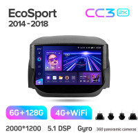 Штатна магнітола Teyes CC3 6+128 Gb з коловим оглядом 360° Ford EcoSport 2014-2018 9" 2k (L1)