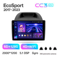 Штатна магнітола Teyes CC3 6+128 Gb з коловим оглядом 360° Ford EcoSport 2017-2023 10" 2k