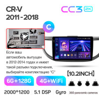 Штатна магнітола Teyes CC3 6+128 Gb з коловим оглядом 360° Honda CR-V CR-V 4 RM RE 2011-2018 (C) 10" 2k