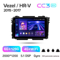 Штатна магнітола Teyes CC3 6+128 Gb з коловим оглядом 360° Honda Vezel HR-V HRV 2015-2018 9" 2k
