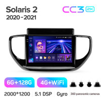 Штатная магнитола Teyes CC3 6+128 Gb с круговым обзором 360° Hyundai Solaris 2 II 2020-2021 9" 2k