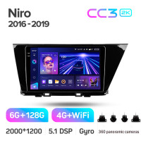 Штатная магнитола Teyes CC3 6+128 Gb с круговым обзором 360° Kia Niro DE 2016-2019 9" 2k