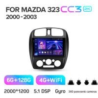 Штатная магнитола Teyes CC3 6+128 Gb с круговым обзором 360° Mazda 323 BJ 2000-2003 9" 2k