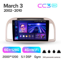 Штатна магнітола Teyes CC3 6+128 Gb з коловим оглядом 360° Nissan March Micra 3 K12 2002-2010 9" 2k
