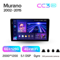 Штатна магнітола Teyes CC3 6+128 Gb з коловим оглядом 360° Nissan Murano Z50 2002-2008 9" 2k