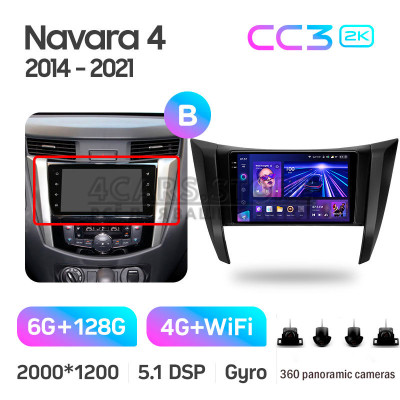 Штатна магнітола Teyes CC3 6+128 Gb з коловим оглядом 360° Nissan Navara D23 IV 4 2014-2021 (B) 9" 2k (L1)
