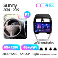 Штатна магнітола Teyes CC3 6+128 Gb з коловим оглядом 360° Nissan Sunny (Left hand drive) 2014-2019 (F1) 10" 2k