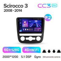 Штатная магнитола Teyes CC3 6+128 Gb с круговым обзором 360° Volkswagen Scirocco 3 III Mk3 2008-2014 (F2) 9" 2k