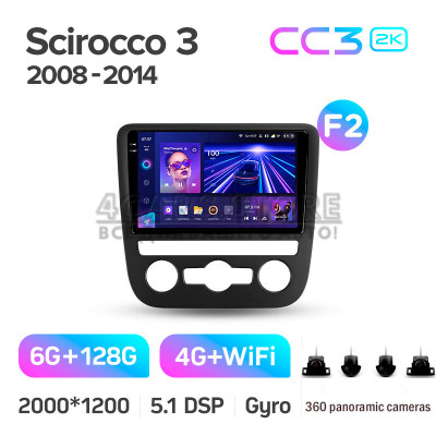 Штатна магнітола Teyes CC3 6+128 Gb з коловим оглядом 360° Volkswagen Scirocco 3 III Mk3 2008-2014 (F2) 9" 2k
