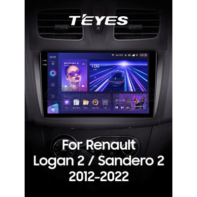Штатная магнитола Teyes CC3 6+128 Gb с круговым обзором 360° Renault Logan 2 2012-2022 Sandero 2 2013-2022 (F1) (B) 9" 2k (L1)