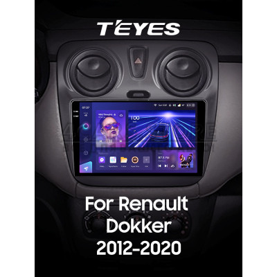 Штатная магнитола Teyes CC3 6+128 Gb с круговым обзором 360° Renault Dokker 2012-2020 9" 2k