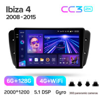Штатная магнитола Teyes CC3 6+128 Gb с круговым обзором 360° Seat Ibiza 6J 2008-2015 9" 2k