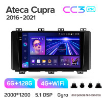 Штатная магнитола Teyes CC3 6+128 Gb с круговым обзором 360° Seat Ateca Cupra 2016-2021 9" 2k