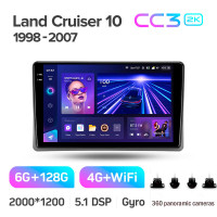 Штатная магнитола Teyes CC3 6+128 Gb с круговым обзором 360° Toyota Land Cruiser 10 J100 100 1998-2007 9" 2k