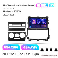 Штатная магнитола Teyes CC3 6+128 Gb с колесным обзором 360° Toyota Land Cruiser Prado 120 3 III Lexus GX470