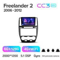 Штатная магнитола Teyes CC3 6+128 Gb с круговым обзором 360° Land Rover Freelander 2 2006-2012 9" 2k (L1)
