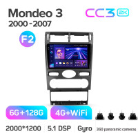 Штатная магнитола Teyes CC3 6+128 Gb с круговым обзором 360° Ford Mondeo 3 2000-2007 (F2) 9" 2k