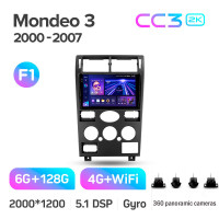Штатная магнитола Teyes CC3 6+128 Gb с круговым обзором 360° Ford Mondeo 3 2000-2007 (F1) 9" 2k