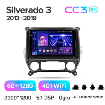 Штатна магнітола Teyes CC3 6+128 Gb з коловим оглядом 360° Chevrolet Silverado 3 GMTK2 2013-2019 10" 2k