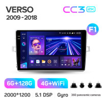 Штатная магнитола Teyes CC3 6+128 Gb с колесным обзором 360° Toyota Verso R20 2009-2018 (F1) 9" 2k