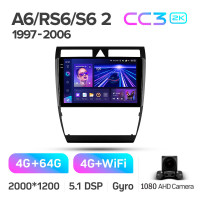 Штатна магнітола Teyes CC3 4+64 Gb Audi A6 2 1997-2004 S6 2 1999-2004 RS6 1 2002-2006 9" 2k