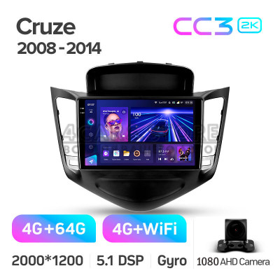 Штатна магнітола Teyes CC3 4+64 Gb Chevrolet Cruze J300 2008-2014 9" 2k