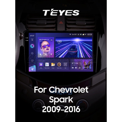 Штатная магнитола Teyes CC3 4+64 Gb Chevrolet Spark M300 2009 - 2016 (F1) 9" 2k