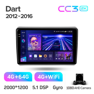 Штатная магнитола Teyes CC3 4+64 Gb Dodge Dart 2012 - 2016 9" 2k