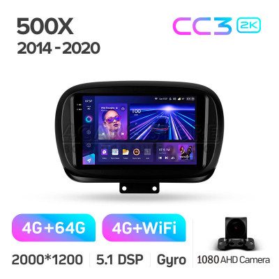 Штатна магнітола Teyes CC3 4+64 Gb Fiat 500X 2014-2020 9" 2k (L1)