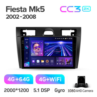Штатная магнитола Teyes CC3 4+64 Gb Ford Fiesta Mk VI 5 Mk5 2002 - 2008 9" 2k