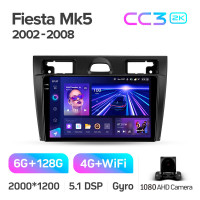 Штатная магнитола Teyes CC3 6+128 Gb Ford Fiesta Mk VI 5 Mk5 2002 - 2008 9" 2k