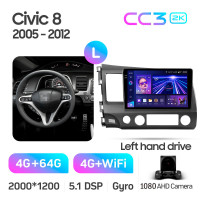 Штатна магнітола Teyes CC3 4+64 Gb Honda Civic 8 FK FN FD 2005-2012 10" 2k