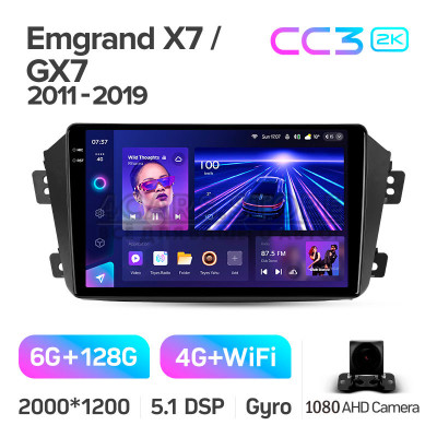 Штатна магнітола Teyes CC3 6+128 Gb Geely Emgrand X7 1 GX7 EX7 2011-2019 9" 2k
