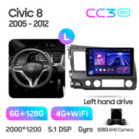 Штатна магнітола Teyes CC3 6+128 Gb Honda Civic 8 FK FN FD 2005-2012 10" 2k