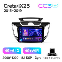 Штатна магнітола Teyes CC3 4+64 Gb Hyundai Creta IX25 2015-2019 10" 2k