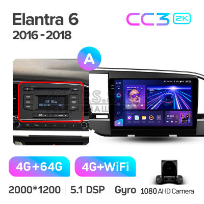 Штатная магнитола Teyes CC3 4+64 Gb Hyundai Elantra 6 2016-2018 (A) 9" 2k