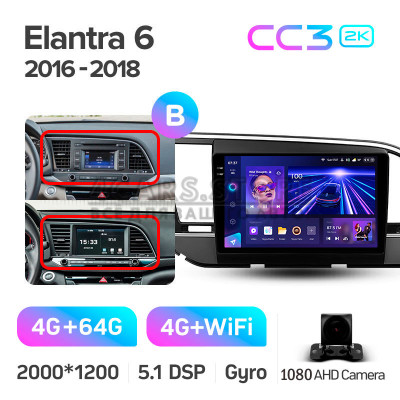 Штатна магнітола Teyes CC3 4+64 Gb Hyundai Elantra 6 2016-2018 (B) 9" 2k