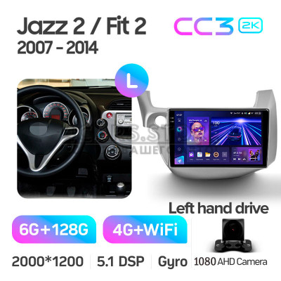 Штатная магнитола Teyes CC3 6+128 Gb Honda Jazz 2 GG Fit 2 GE 2007 - 2014 10" 2k