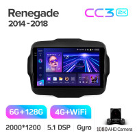 Штатна магнітола Teyes CC3 6+128 Gb Jeep Renegade 2014-2018 9" 2k