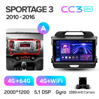 Штатная магнитола Teyes CC3 4+64 Gb Kia Sportage 3 SL 2010-2016 (A) 9" 2k