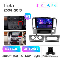 Штатная магнитола Teyes CC3 4+64 Gb Nissan Tiida C11 2004-2013 (F1) 9" 2k