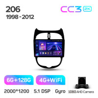 Штатна магнітола Teyes CC3 6+128 Gb Peugeot 206 1998-2012 9" 2k (L1)