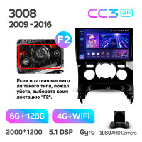 Штатна магнітола Teyes CC3 6+128 Gb Peugeot 3008 1 2009-2016 (F2) 9" 2k