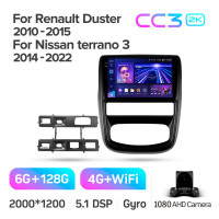 Штатная магнитола Teyes CC3 6+128 Gb Renault Duster 1 2010-2015 For Nissan terrano 3 2014-2022 9" 2k