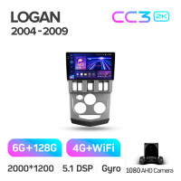 Штатная магнитола Teyes CC3 6+128 Gb Renault Logan 1 2004-2009 9" 2k
